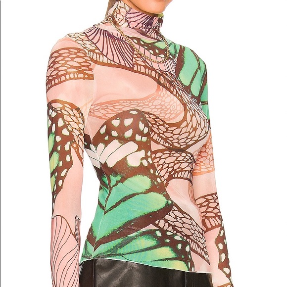 AFRM Zadie Top in Green Butterfly - Picture 4 of 5